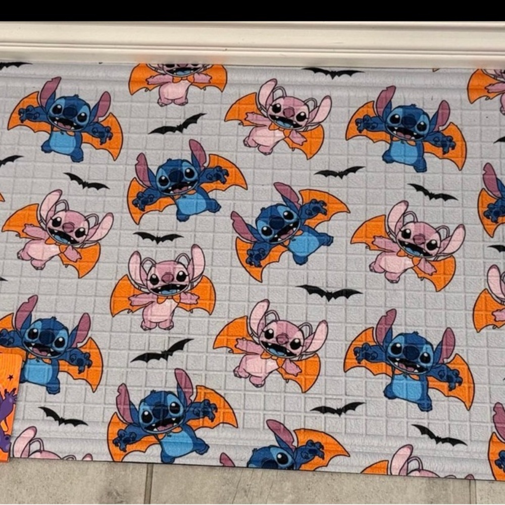 Disney Orange and Purple Stitch Halloween Rubber Doormat